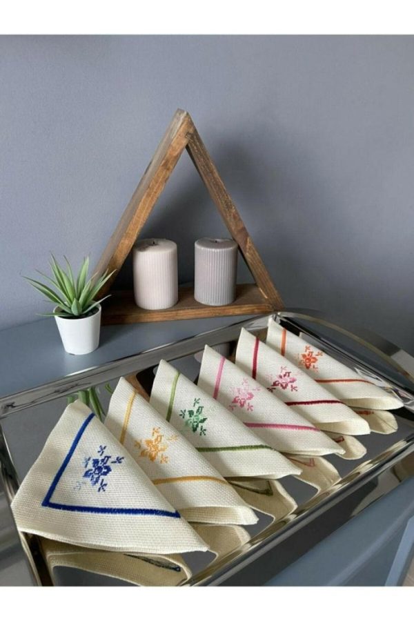 Table Linens | Hand Embroidered Table Cocktail Napkin – Set Of 8 Kitchen Table Linens