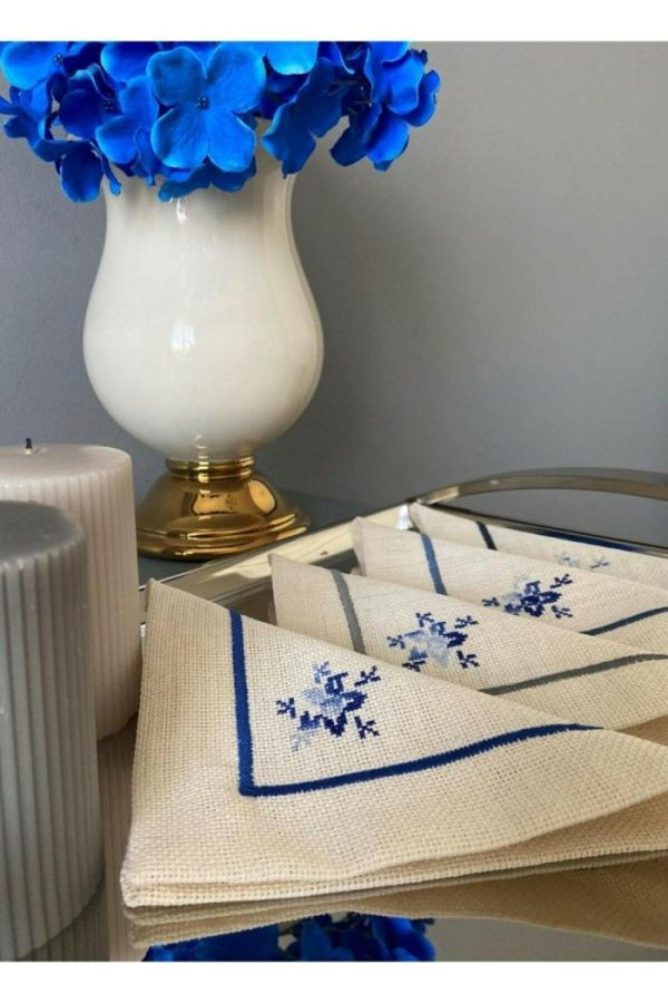 Table Linens | Hand Embroidered Table Cocktail Napkin – Set Of 8 Kitchen Table Linens