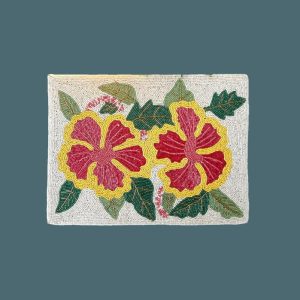 Table Linens | Hibiscus Flower Rectangular Beaded Placemat Kitchen Table Linens