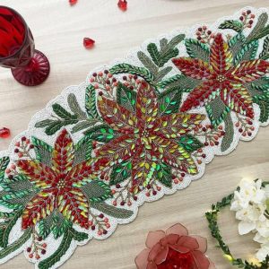 Table Linens | Jingle Leaves Beaded Table Runner Kitchen Table Linens