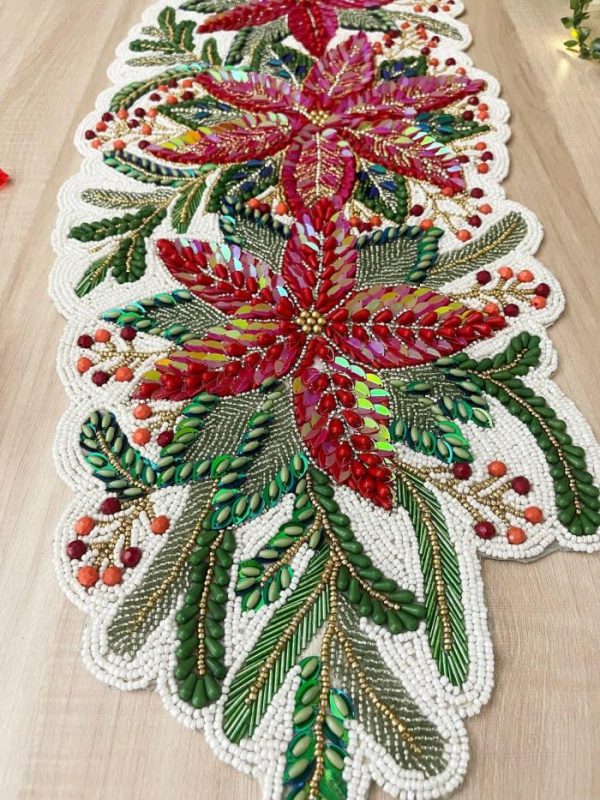 Table Linens | Jingle Leaves Beaded Table Runner Kitchen Table Linens