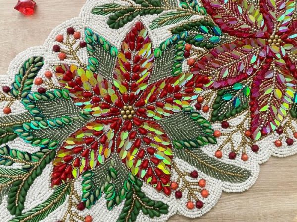 Table Linens | Jingle Leaves Beaded Table Runner Kitchen Table Linens