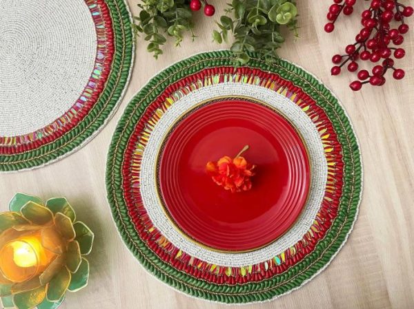 Table Linens | Jingle Leaves Beaded Table Runner Kitchen Table Linens