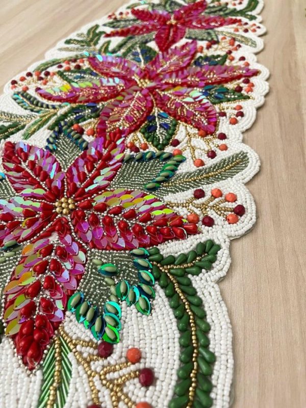 Table Linens | Jingle Leaves Beaded Table Runner Kitchen Table Linens