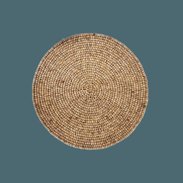 Table Linens | Light Oak Round Wooden Beaded Placemat Kitchen Table Linens