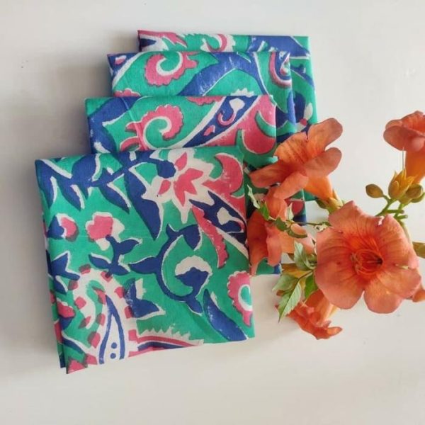 Table Linens | Lily Hand Block Print Cotton Napkins Kitchen Table Linens