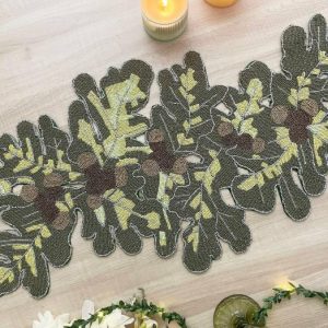 Table Linens | Long Leaf Beaded Table Runner Kitchen Table Linens