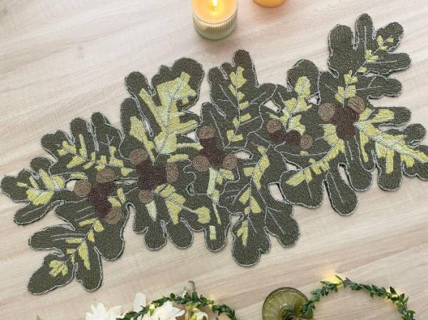 Table Linens | Long Leaf Beaded Table Runner Kitchen Table Linens