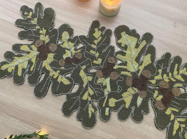 Table Linens | Long Leaf Beaded Table Runner Kitchen Table Linens