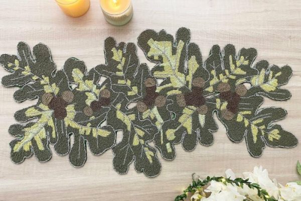 Table Linens | Long Leaf Beaded Table Runner Kitchen Table Linens