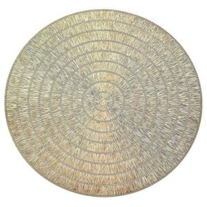 Table Linens | Maia Metalic Gold Round Place Mats – Set Of 6, Pack of 4 Kitchen Table Linens