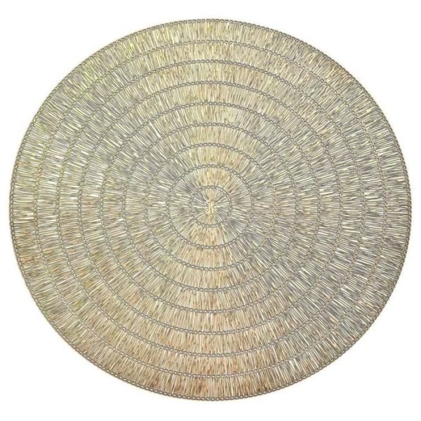 Table Linens | Maia Metalic Gold Round Place Mats – Set Of 6, Pack of 4 Kitchen Table Linens