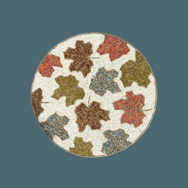 Table Linens | Maple Leaf Round Beaded Placemat Kitchen Table Linens