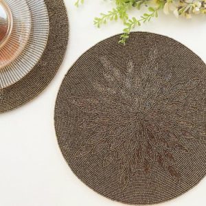 Table Linens | Marjory Round Beaded Placemat – Antique Gold Kitchen Table Linens