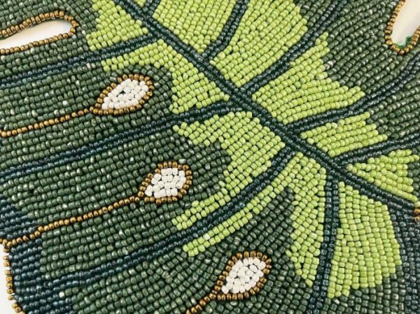 Table Linens | Monstera Leaf Beaded Placemat Kitchen Table Linens