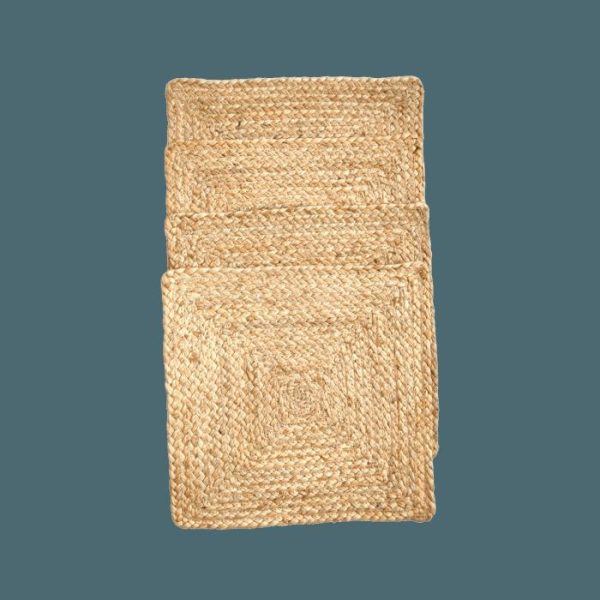 Table Linens | Natural Braided Jute Square Placemat – Set Of 10 Kitchen Table Linens