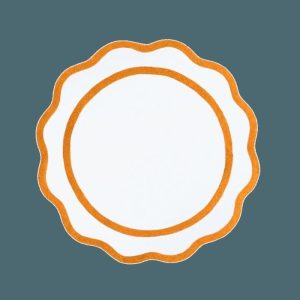 Table Linens | Orange And White Scalloped Round Cotton Placemats – Set Of 4 Kitchen Table Linens