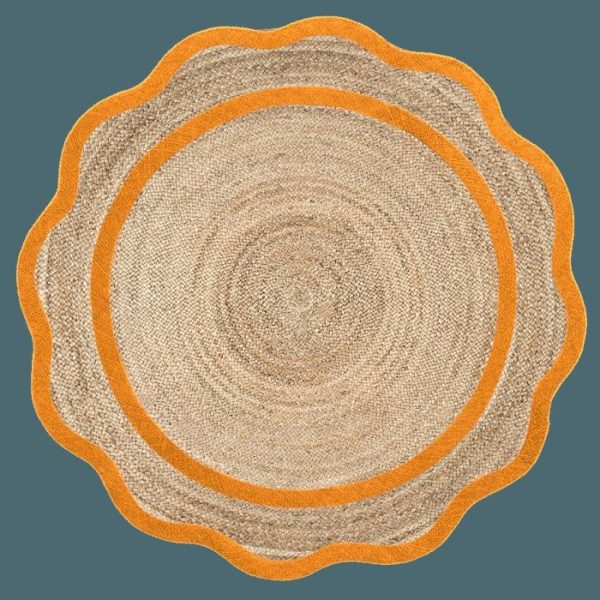 Table Linens | Orange Cotton Scalloped Jute Round Placemats – Set Of 10 Kitchen Table Linens