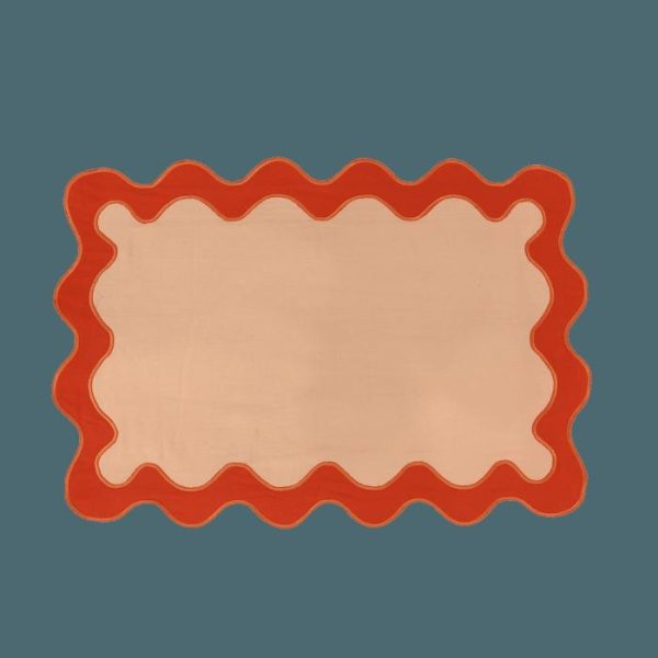 Table Linens | Orange Scallop 100% Linen Placemats Kitchen Table Linens