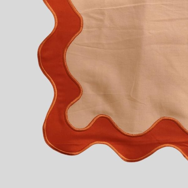 Table Linens | Orange Scallop 100% Linen Placemats Kitchen Table Linens