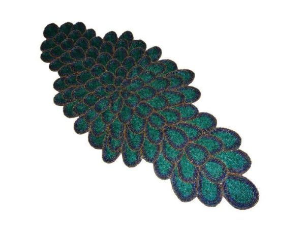 Table Linens | Peacock Wing Beaded Table Runner – Green And Blue Kitchen Table Linens