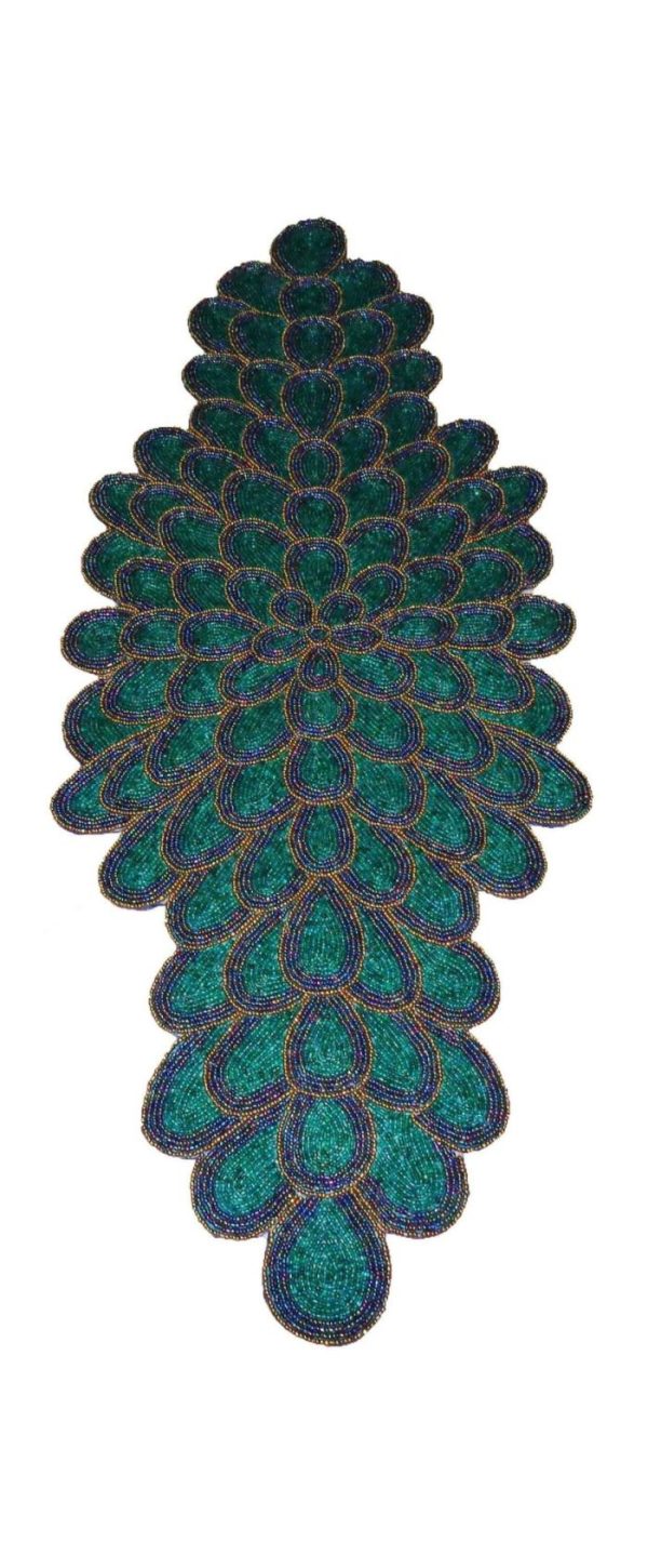 Table Linens | Peacock Wing Beaded Table Runner – Green And Blue Kitchen Table Linens