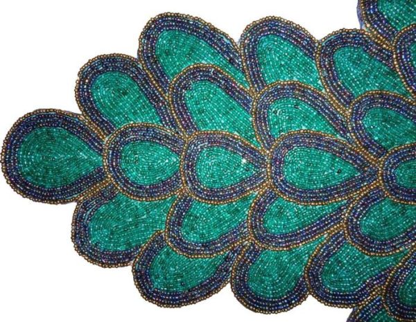 Table Linens | Peacock Wing Beaded Table Runner – Green And Blue Kitchen Table Linens