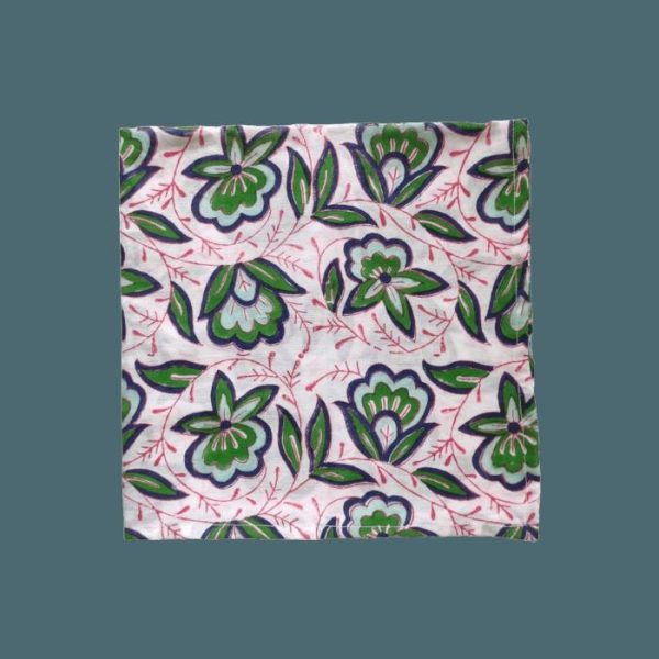 Table Linens | Pink And Green Floral Block Printed Cotton Napkins Kitchen Table Linens