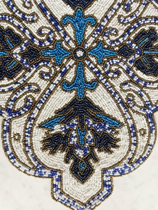 Table Linens | Priscilla Beaded Placemat – Blue/White Kitchen Table Linens