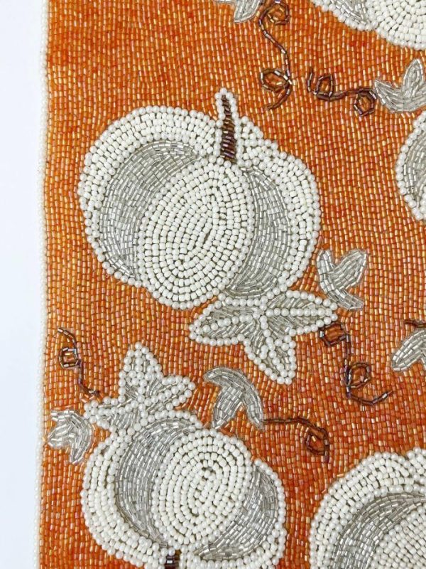 Table Linens | Pumpkins Orange Beaded Table Runner Kitchen Table Linens