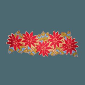 Table Linens | Red Floral Golden Beaded Table Runner Kitchen Table Linens