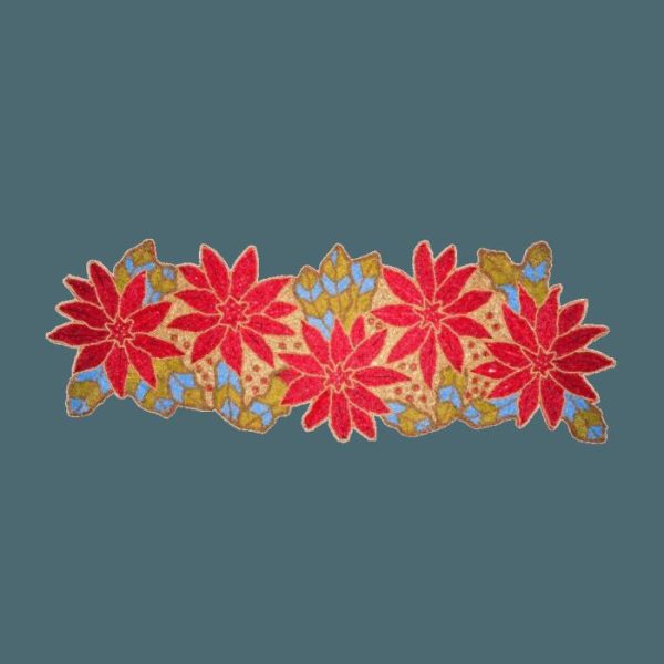 Table Linens | Red Floral Golden Beaded Table Runner Kitchen Table Linens