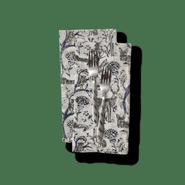 Table Linens | Reindeers In The Forest Block Printed Cotton Napkins Kitchen Table Linens