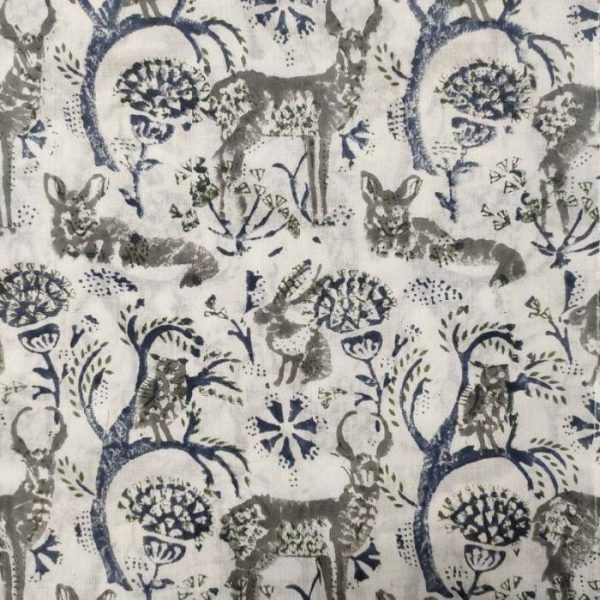 Table Linens | Reindeers In The Forest Block Printed Cotton Napkins Kitchen Table Linens