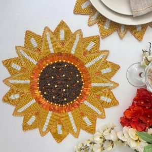 Table Linens | Rising Sunflower Beaded Placemat Kitchen Table Linens