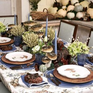 Table Linens | Royal Blue Embroidered Dining Placemats And Napkins Set, 12 People Set Kitchen Table Linens