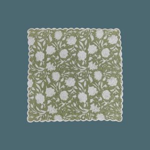 Table Linens | Sage Green And White Scalloped Cotton Napkins Kitchen Table Linens