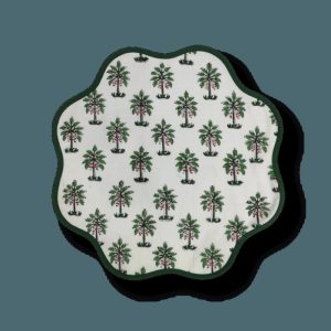 Table Linens | Scalloped Palm Tree Round Placemats, 13.5×13.5 inches Kitchen Table Linens