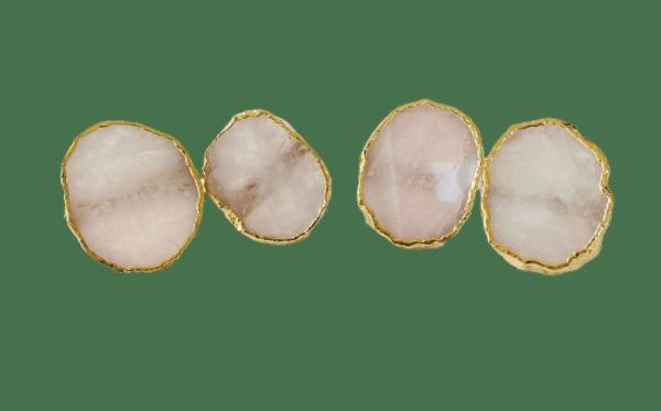 Table Linens | Set Of 4 Hand Rounded Rose Quartz Agate Napkin Rings Kitchen Table Linens