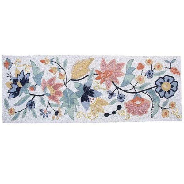 Table Linens | Spring Floral Beaded Table Runner Kitchen Table Linens