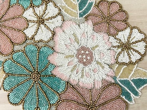 Table Linens | Spring Floral Garden Beaded Table Runner Kitchen Table Linens