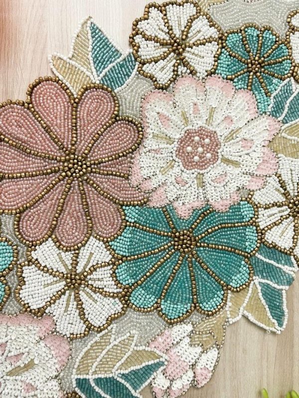 Table Linens | Spring Floral Garden Beaded Table Runner Kitchen Table Linens