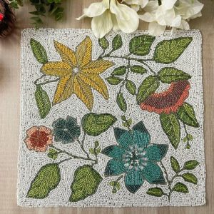 Table Linens | Spring Flower Square Beaded Placemat Kitchen Table Linens