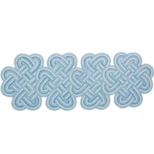 Table Linens | Teal Blue Knotted-Cable Shaped Beaded Table Runner Kitchen Table Linens