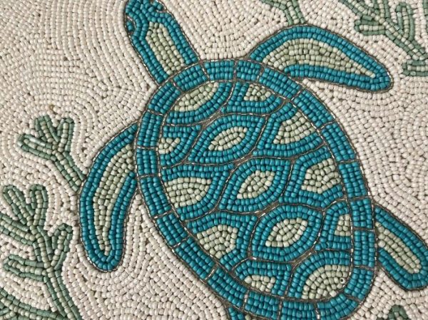 Table Linens | Turtle And Coral Round Beaded Placemat Kitchen Table Linens