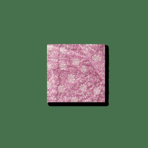 Table Linens | White And Pink Floral Block Printed Cotton Napkins Kitchen Table Linens