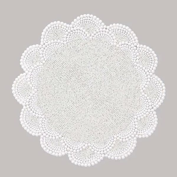 Table Linens | White Pearl Embroidery Placemats Kitchen Table Linens