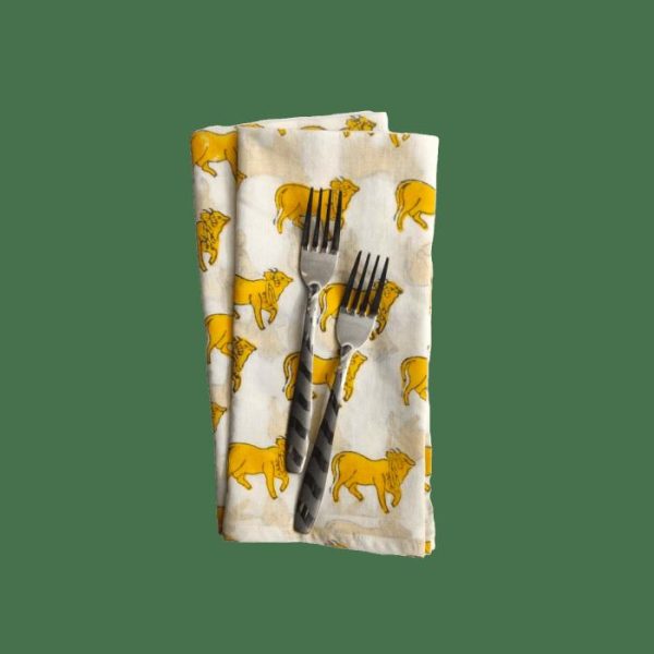 Table Linens | Yellow Cows Block Printed Cotton Napkins Kitchen Table Linens