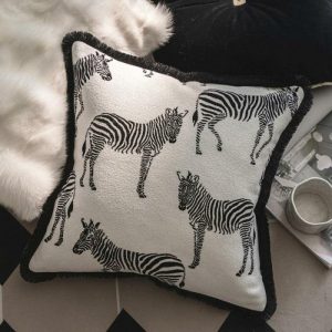 Throw Pillows | Black And White Zebra Pillow Cover With Fringes Home Decoration Throw Pillows