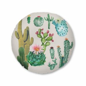 Throw Pillows | Cacti Family Vintage Inspired Tufted Round Floor Pillow Home Decoration Throw Pillows